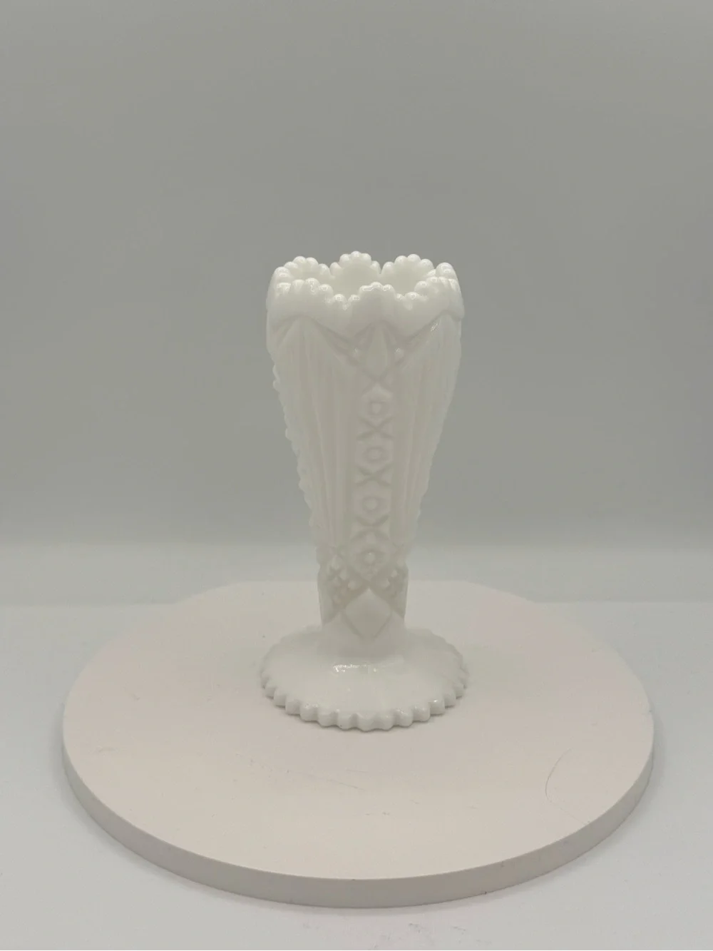 Vintage White Decorative Milk Glass Bud Vase - Jubilee Pattern